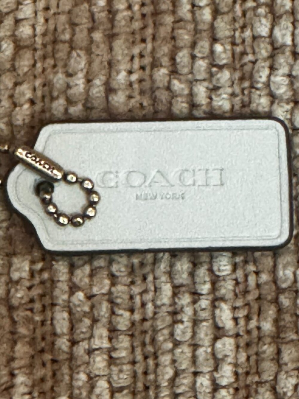 NEW... Coach Chalk Calf Leather Hang Tag.